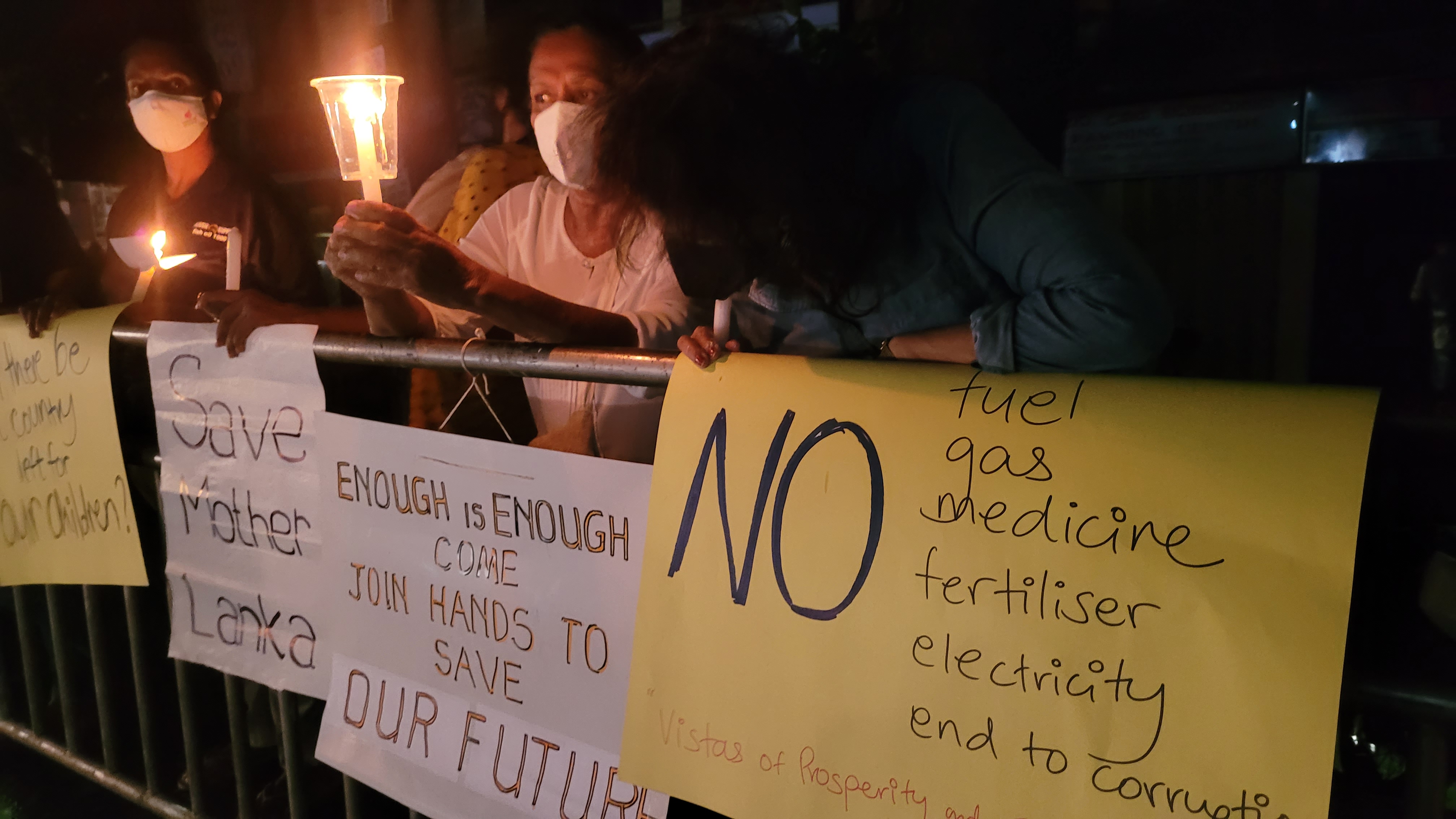 People started gathering in pockets out of Colombo to protest. Pictured is the first vigil at the Hendala Junction, in March 2022. Photo by Aisha Nazim.