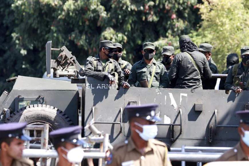 Increased military presence - tanks and all - was visible in Colombo, especially around Chatham Street and Parliament. Photo by Tharaka Basnayaka.